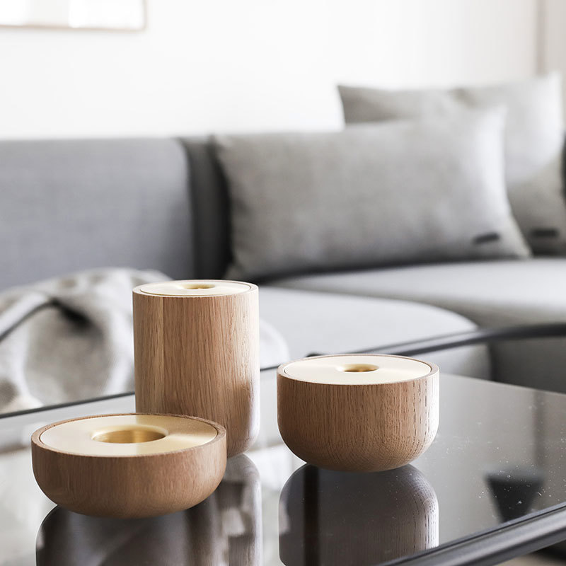 Oak Nordic tea light H4xØ11 cm Oak